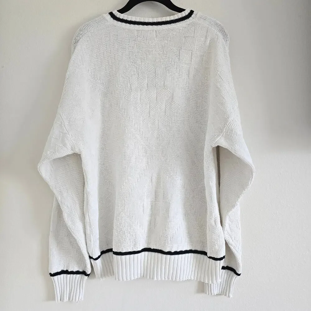 Vintage Nutmeg Universal Studio Men's V-neck Sweater SZ-M Textured Cotton Preppy